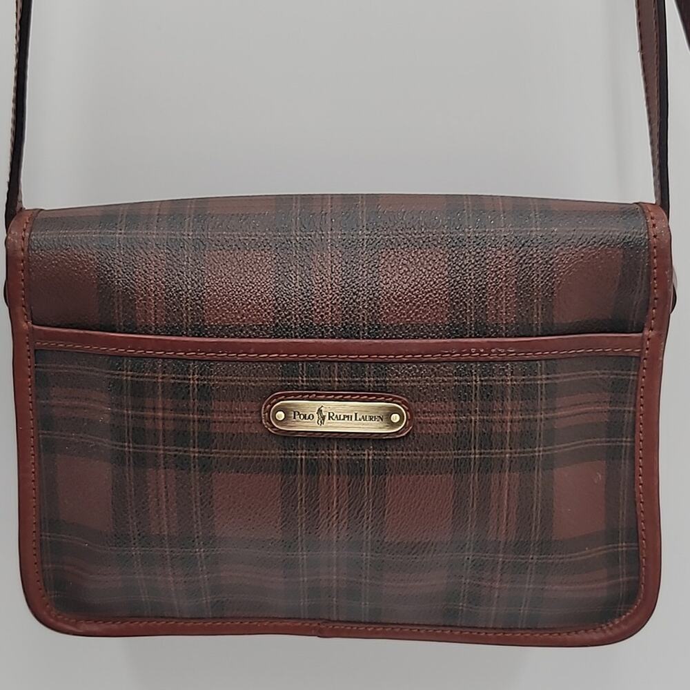 POLO RALPH LAUREN Vintage Plaid Tartan Crossbody Saddlebag - Picture 6 of 10